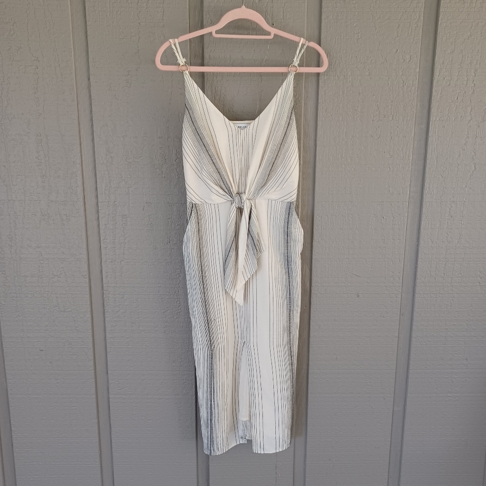 Reiss Kay Stripe Midi Dress Size 2 Women Preppy Sleeveless Pockets Cotton Blend - Picture 2 of 16